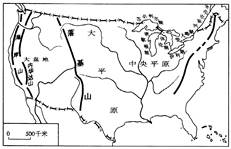 如图是"美国地形简图",读图回答问题.