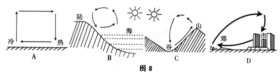 图8所示的热力环流形式中,正确的是