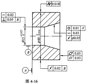 16中形位公差标注的错误,并加以改正(不改变形位公差特征符号)
