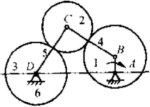 在图所示的齿轮一连杆组合机构中,试用瞬心法求齿轮1与3的传动比ω