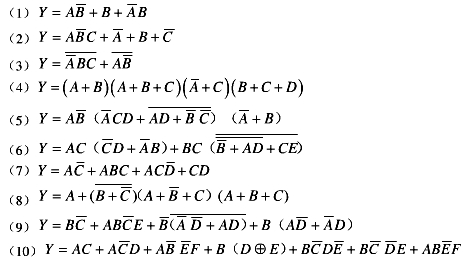 用卡諾圖化簡法將下列函數化為最簡與或形式