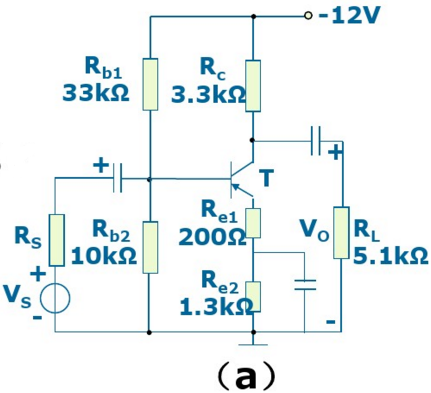 在下图所示的电路中vs为正弦波小信号其平均值为0bjt的β1001为使发射