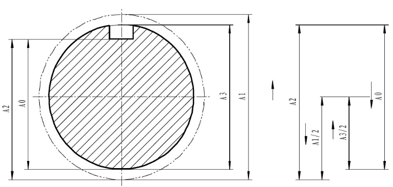 轴上铣一键槽如图所示加工顺序为车外圆a1为铣键深a2磨外圆要求磨外圆