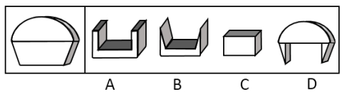 下列选项中，去掉哪一项，才能使其他的三项组成左边的立方体（）