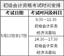 2023年初级会计职称考试时间安排 2023年初级会计职称考试时间安排